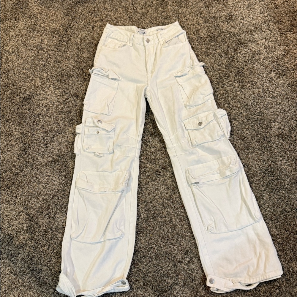 Women's White Cargo Jeans